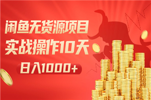 闲鱼无货源项目：实战操作10天做到日入1000+新手老手也可以做！