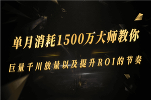 单月消耗1500万大师教你：巨量千川放量以及提升ROI的节奏