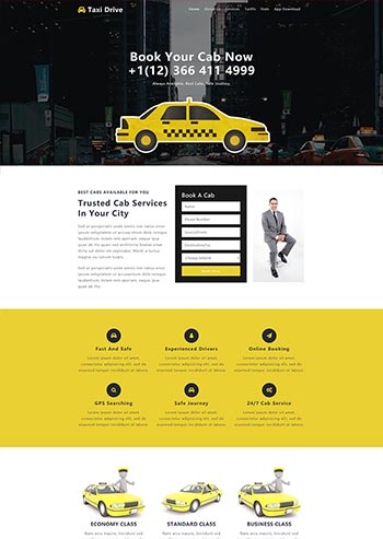 出租车服务网站单页html响应式网页模板
