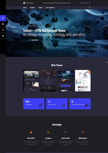 深色星空宇宙天文类HTML多用途主题网站模板