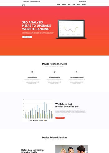 红色响应式SEO优化服务网站模板