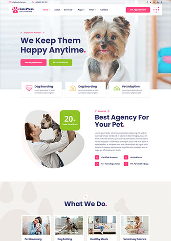 宠物护理兽医店铺官网静态HTML5模板